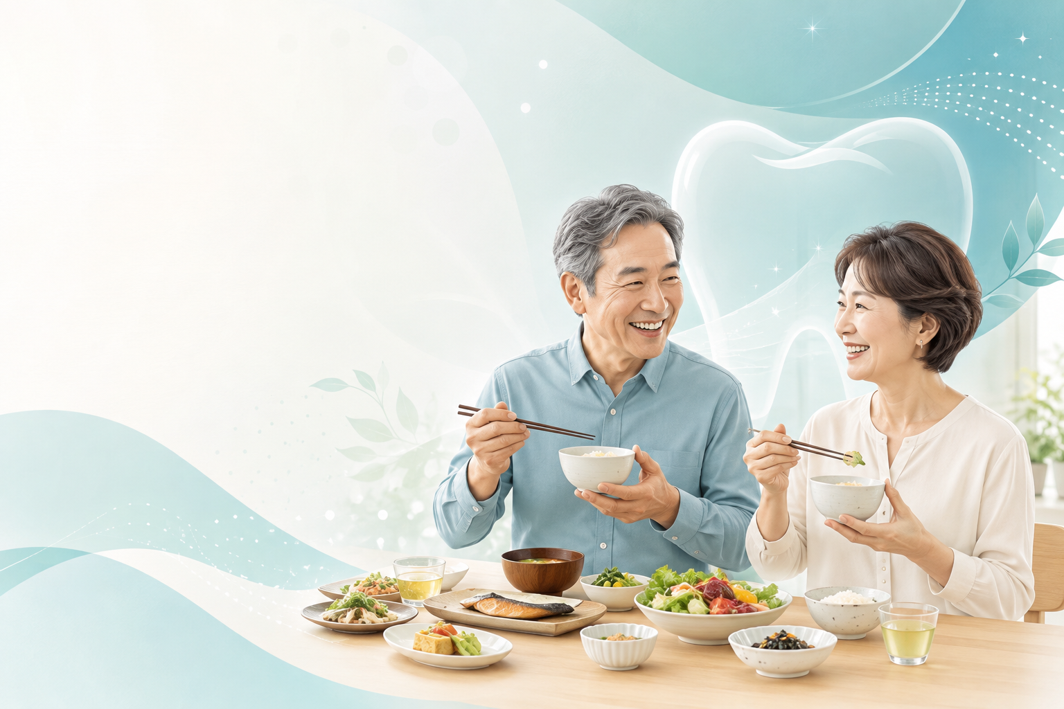健康的な食事を楽しむ夫婦のイメージ
